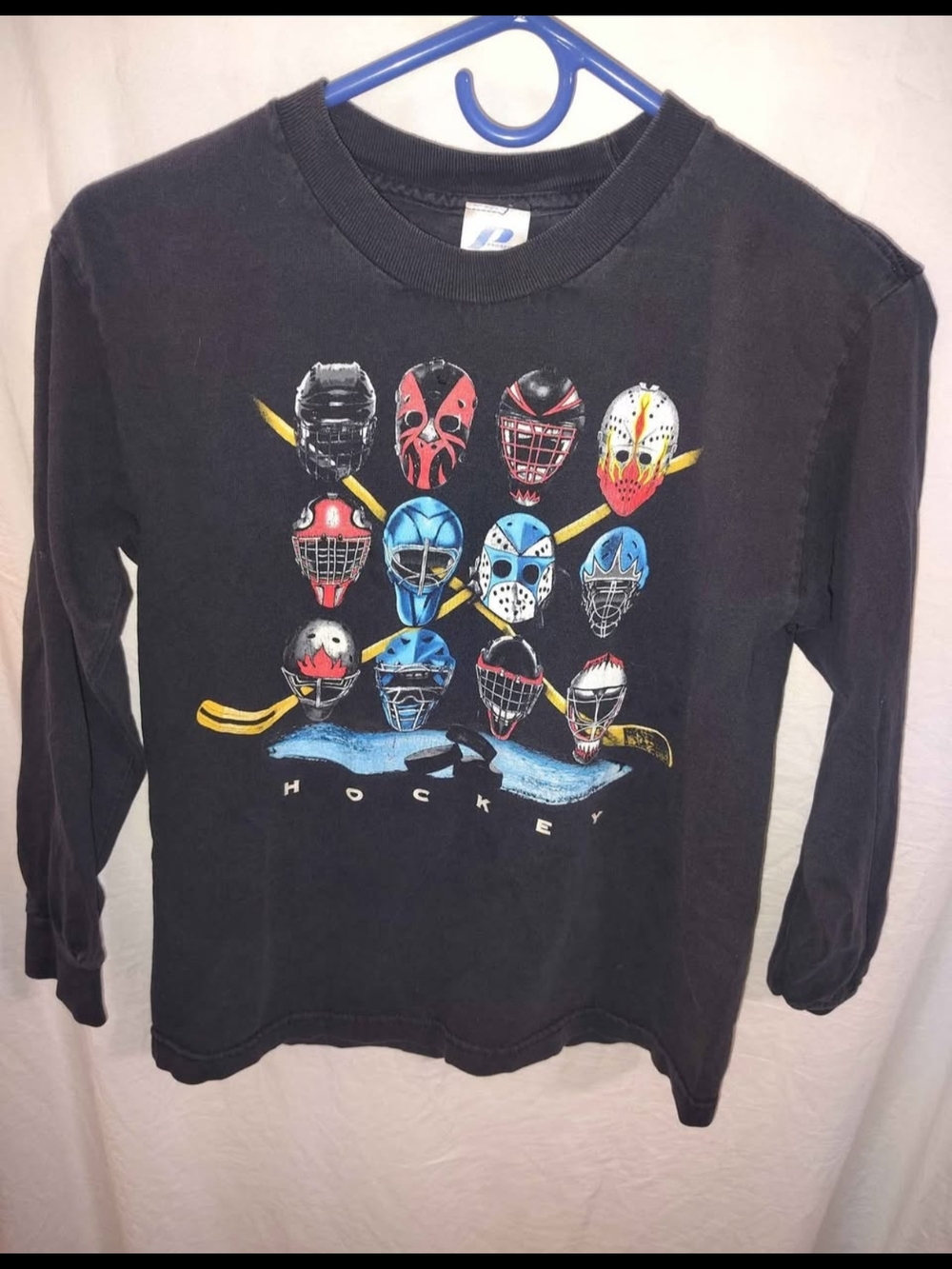 Kids Long-Sleeve Hockey Graphic Tee - Black